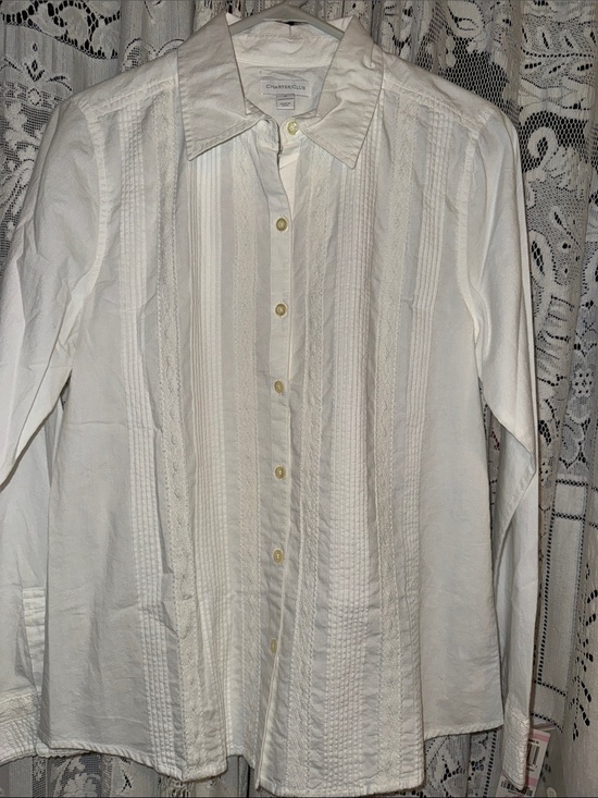 Charter Club Tops - Charter Club white Button-Front Cotton Shirt